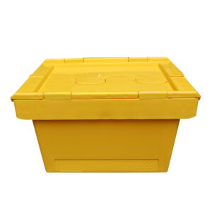 Plastic storage containers with hinged lids
