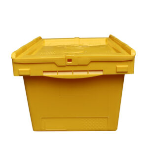 Plastic storage containers with hinged lids