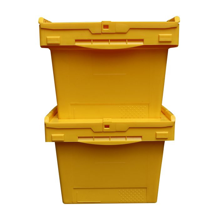 Plastic storage containers with hinged lids