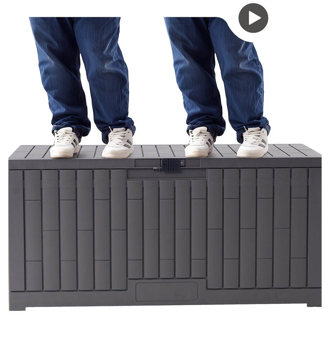 Durable deck box supporting the weight of two adults